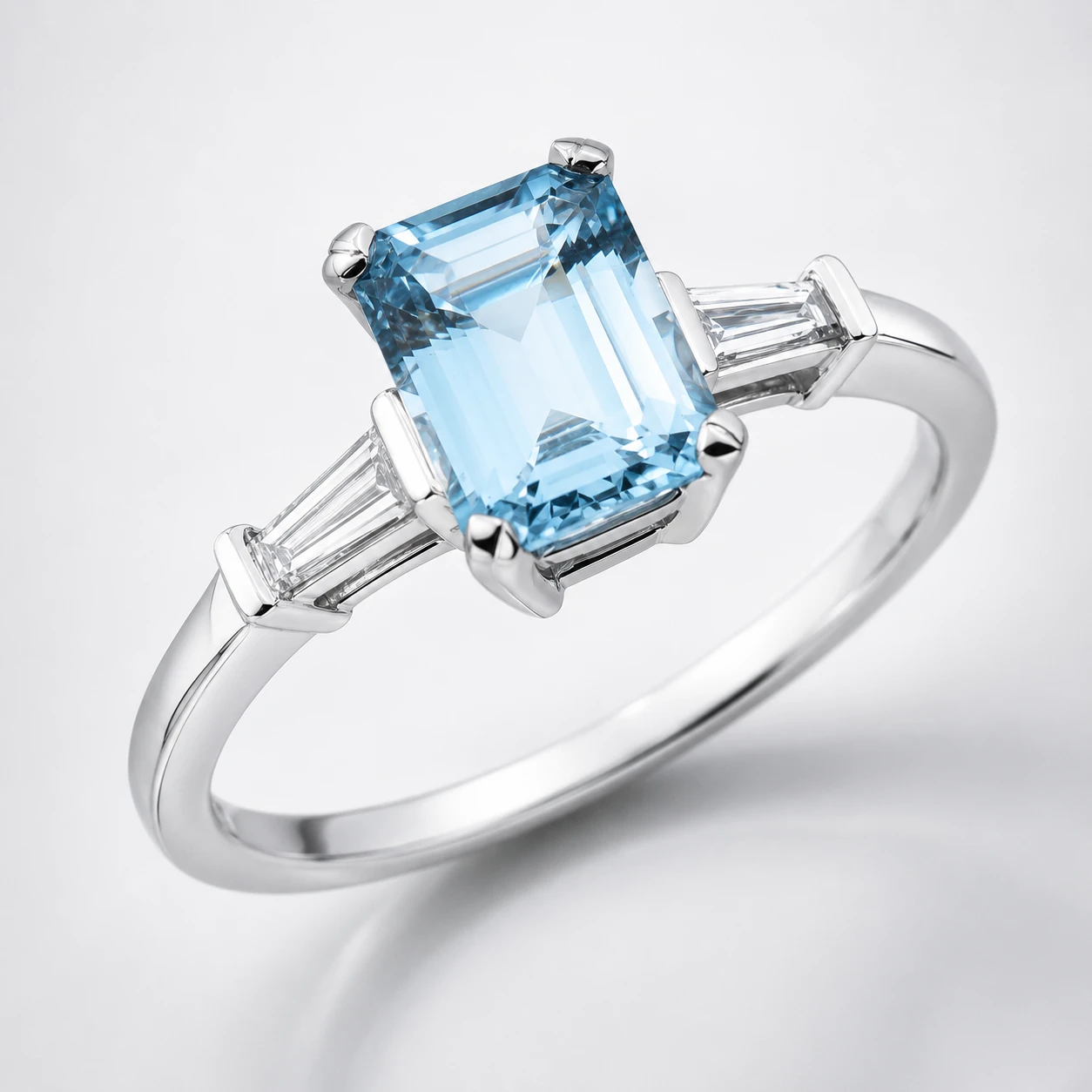 An aquamarine and diamond ring