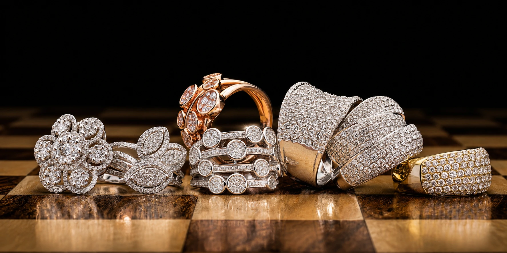 A collection of diamond dress rings