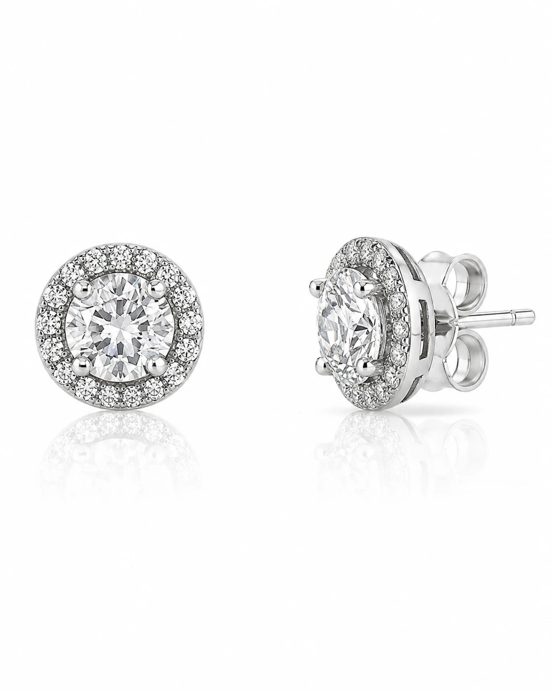 Diamond halo stud earrings