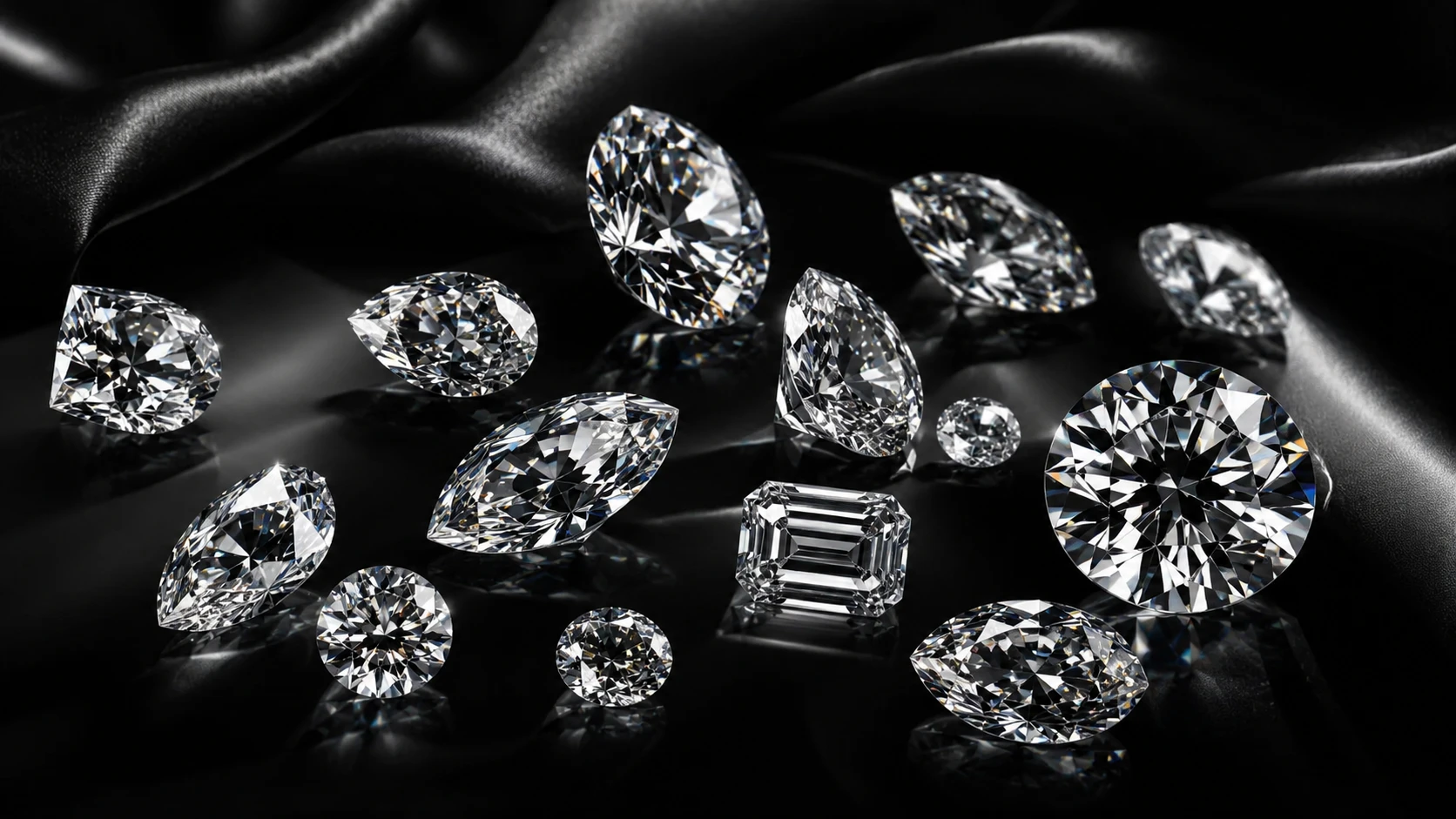 Loose certificated diamonds in a range of cuts