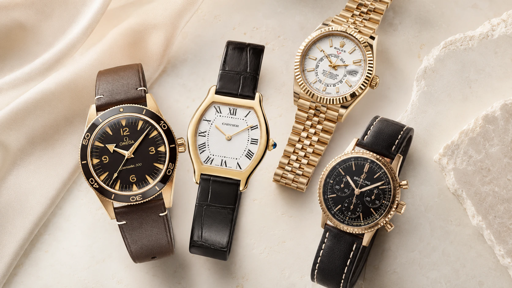 Pre-owned Rolex, Cartier, Omega and Breitling watches